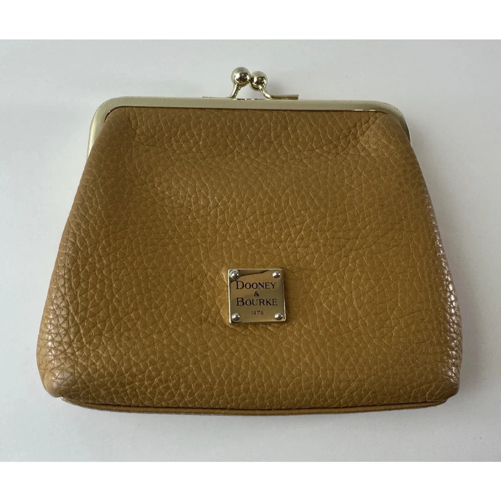 Dooney & Bourke Pebble Grain Leather Coin Purse Clutch Credit Card Slots Toffee - Picture 12 of 16